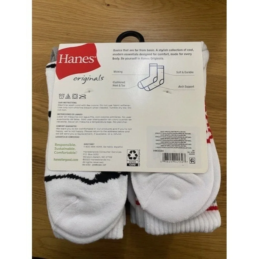 Hanes Crew Socks Men 6-12 Multicolor NEW 6-Pack Tie-Dye Palm Tree Originals
